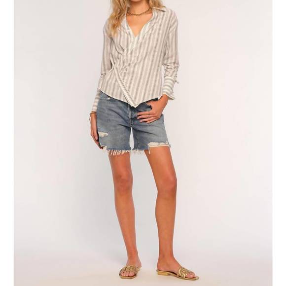 NEW HEARTLOOM elene button-down asymmetrical shirt in eggshell - Picture 1 of 4